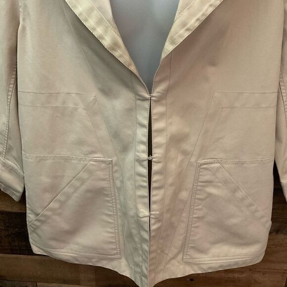 Lafayette 148 Jacket Blazer Swing Coat V-Neck Collar Hook Clasp Front Tan 14 - Picture 10 of 12